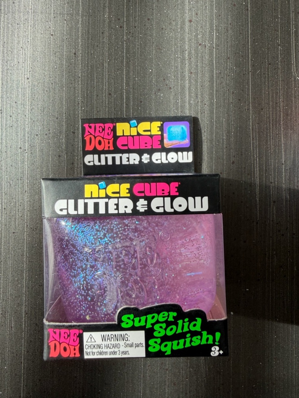 Nee Doh Nice Cube Glitter & Glow - Purple Kids Squish Toy